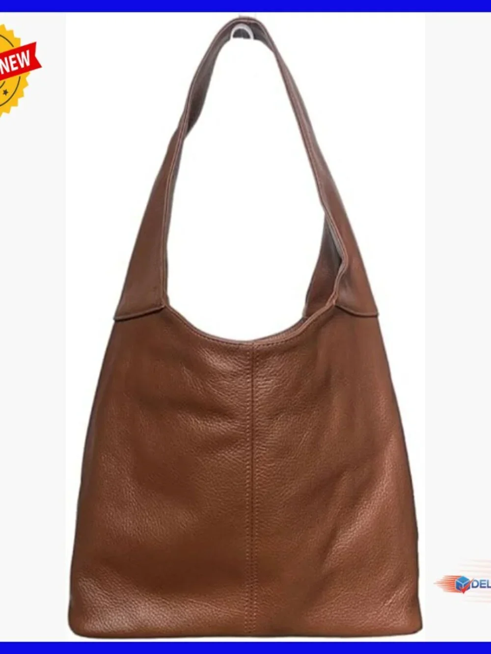 Italian Leather Hobo Tote Bag, Slouchy Shoulder Purse, Medium-Large Size